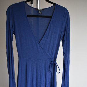 Navy Long-sleeve wrap mini dress